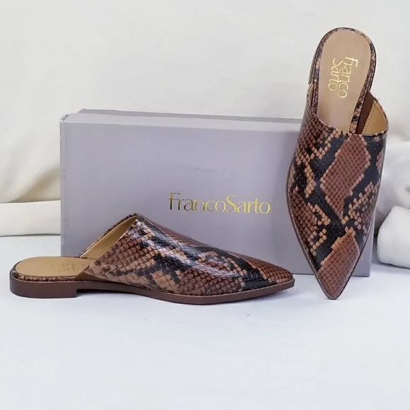 Franco Sarto Rayna Cognac Snakeskin Embossed Mule - Picture 1 of 14